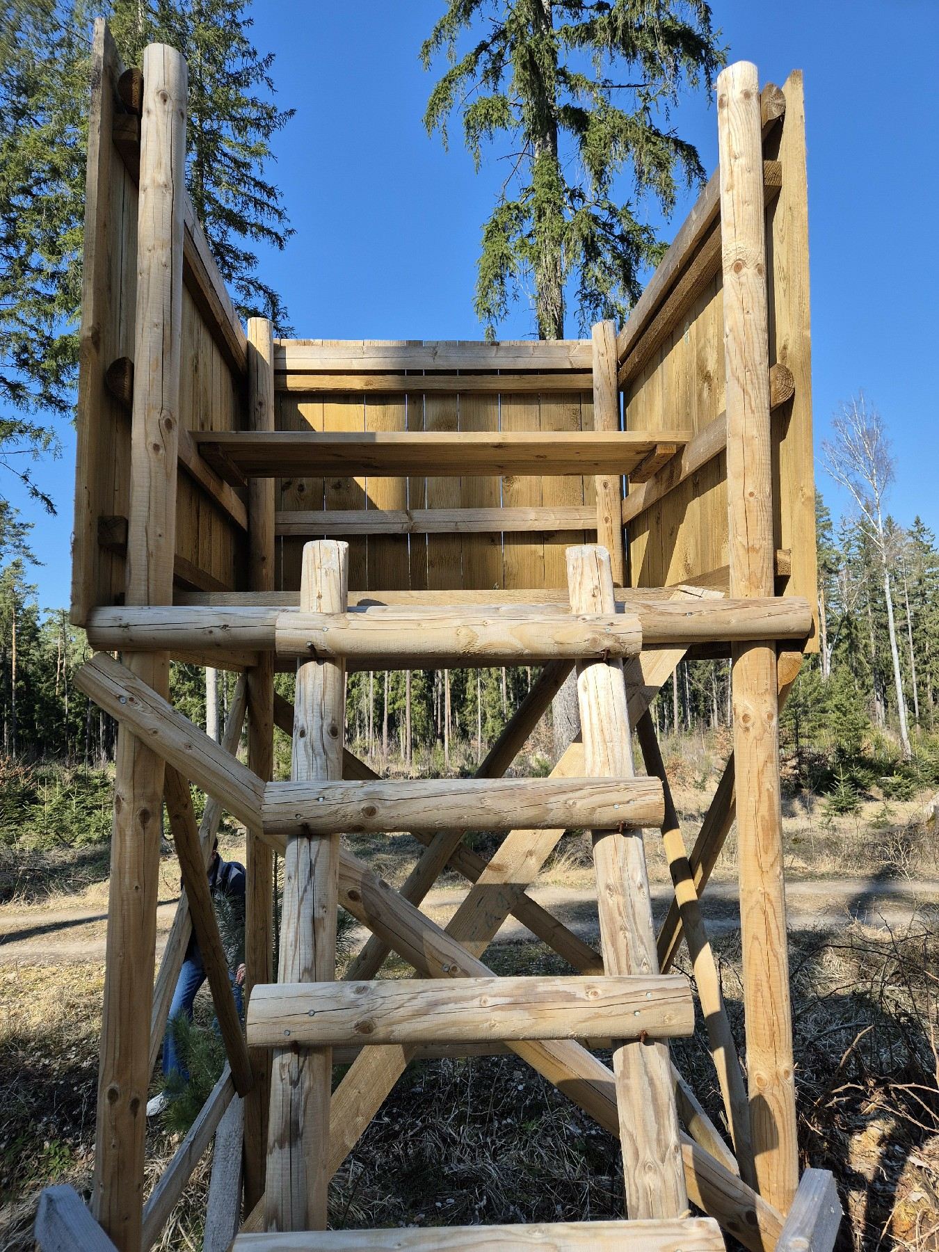 Holzhochsitz im Aufbau