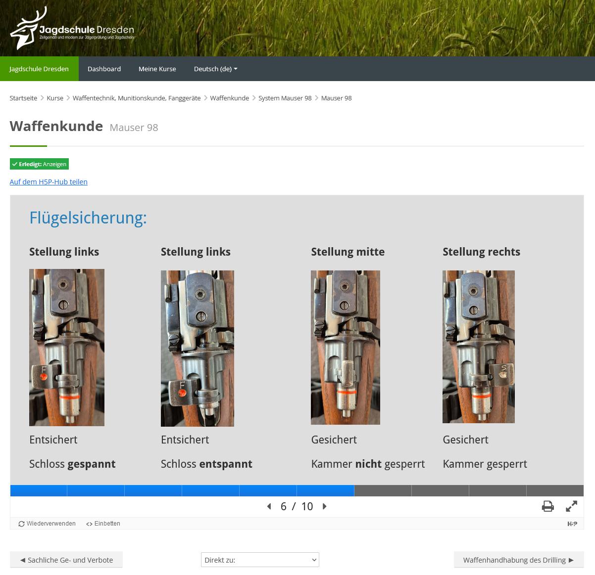 Interaktive Inhalte zur Waffenkunde im digitalen Lernsystem